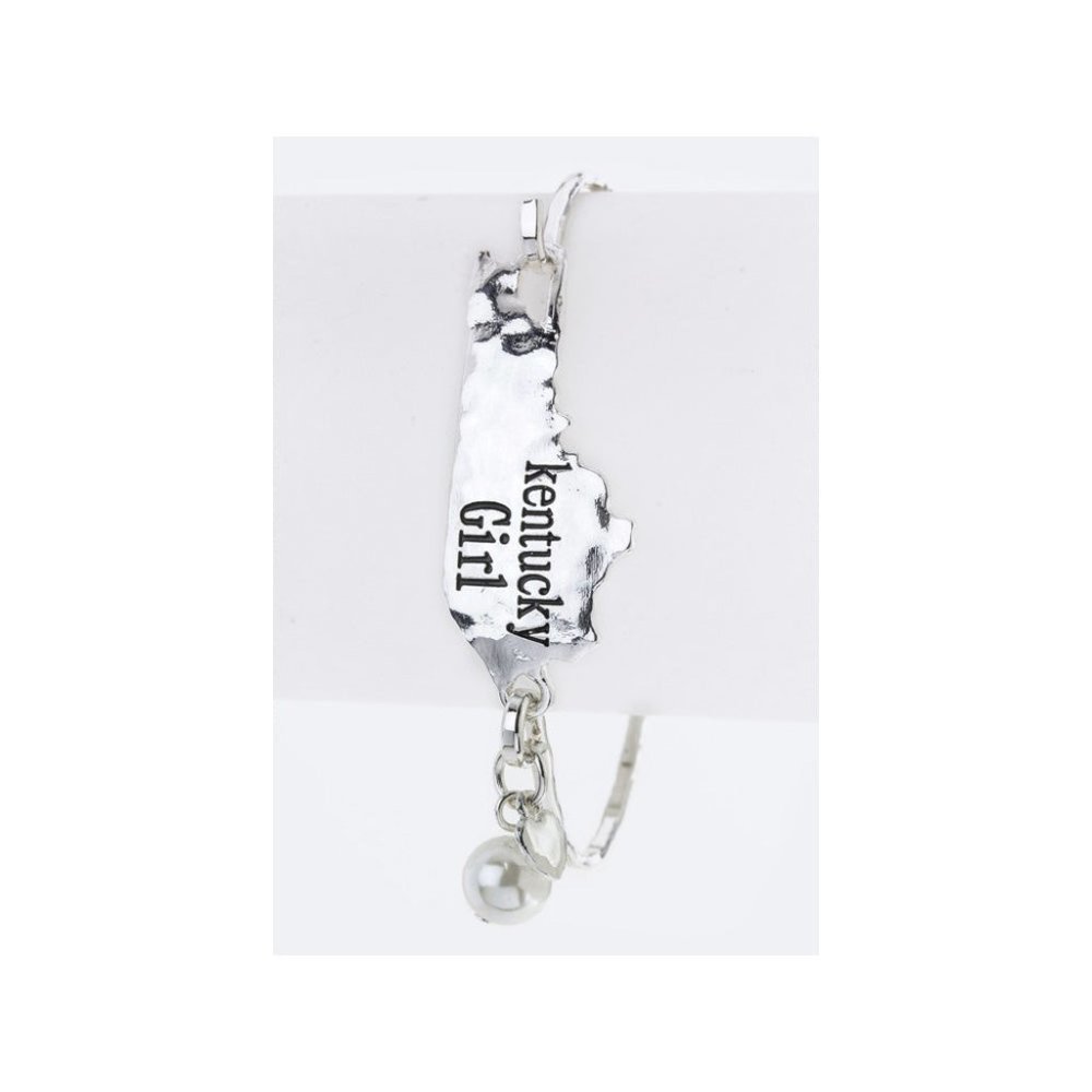 New Stylish Women Fashion Kentucky Girl State Map Hook Bracelet Jewelry - Silver